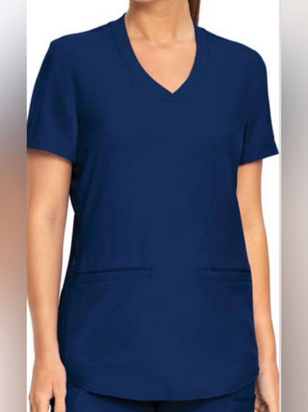 Landau Forward navy scrub Rib Knit V-Neck Top